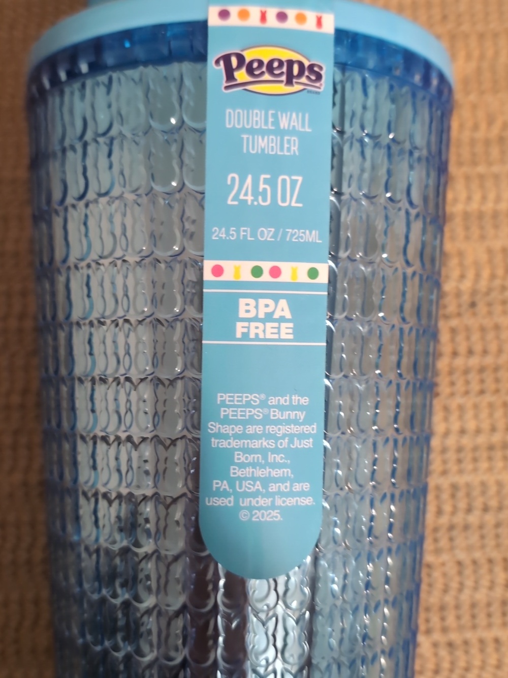 Peeps Blue Bunny-Ear Textured Tumbler w/Straw New - Picture 3 of 7